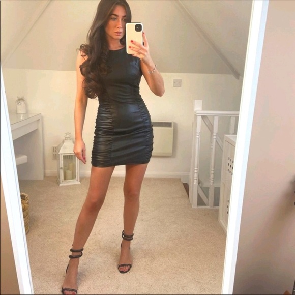 Ruched faux leather dress zara Clearance